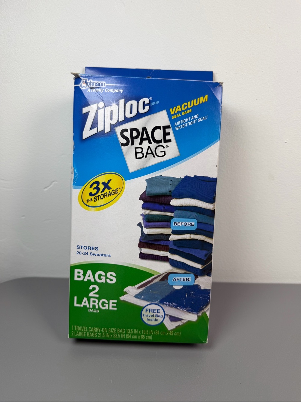 Ziploc SPACE BAG Vacuum Seal Storage Clothing Bags 2 Jumbo discontinued